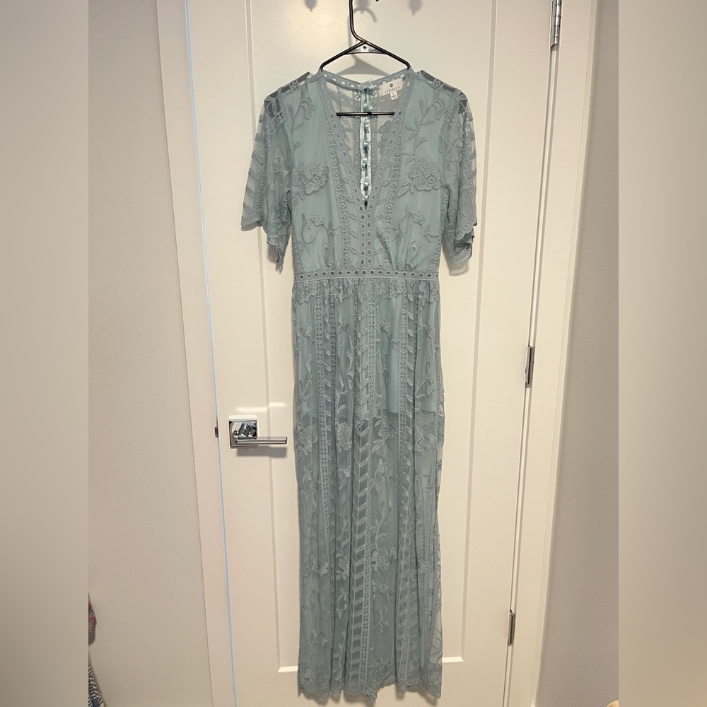 Size small lace romper/dress in sage.